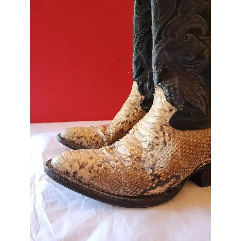 Vintage R R Navarro Snakeskin Cowboy Boots Western Men's 8 8.5 D